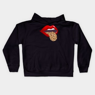 Red Lips Leopard Tongue Kids Hoodie